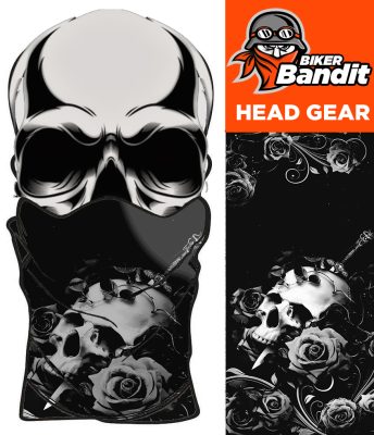Skull N Roses White Bandanna Neck Tube Nackvärmare Balaclava