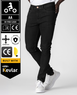 Bulletride Kevlarjeans Jetblack Ce-Aa Vattentäta Mc-Jeans