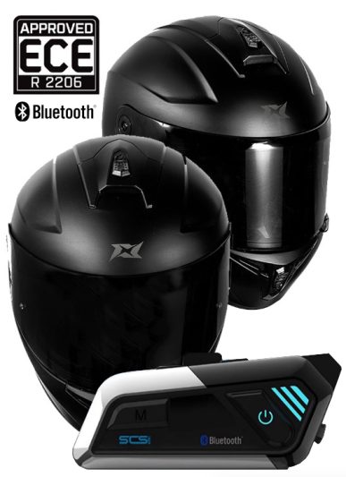 Bluetooth S9-X Solo Intercom Stinger Ece.22.06 Motogp Integral Matt Svart Motorcykelhjälm